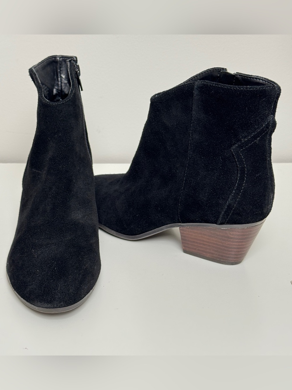 Nine West Tristan Black Suede Leather Ankle Boots Western 8W